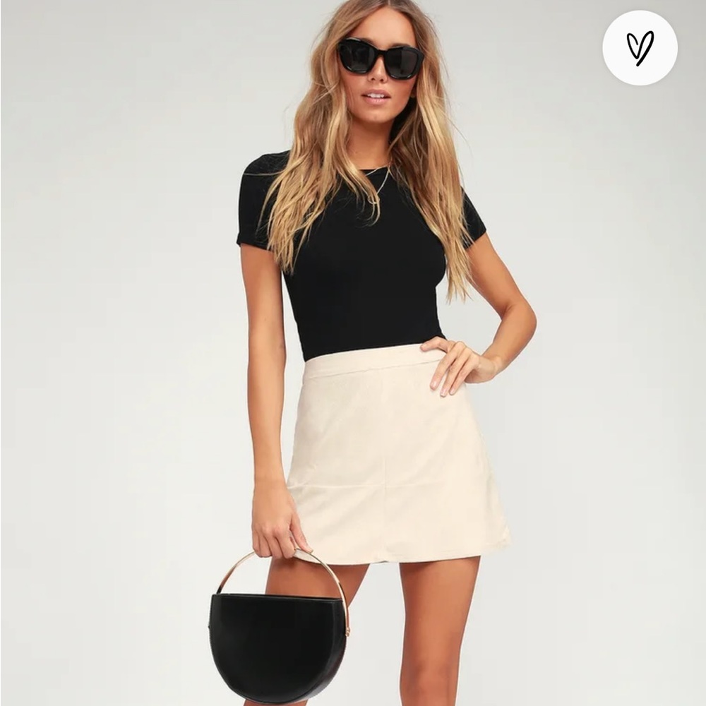 Lulus beige suede mini skirt Small
